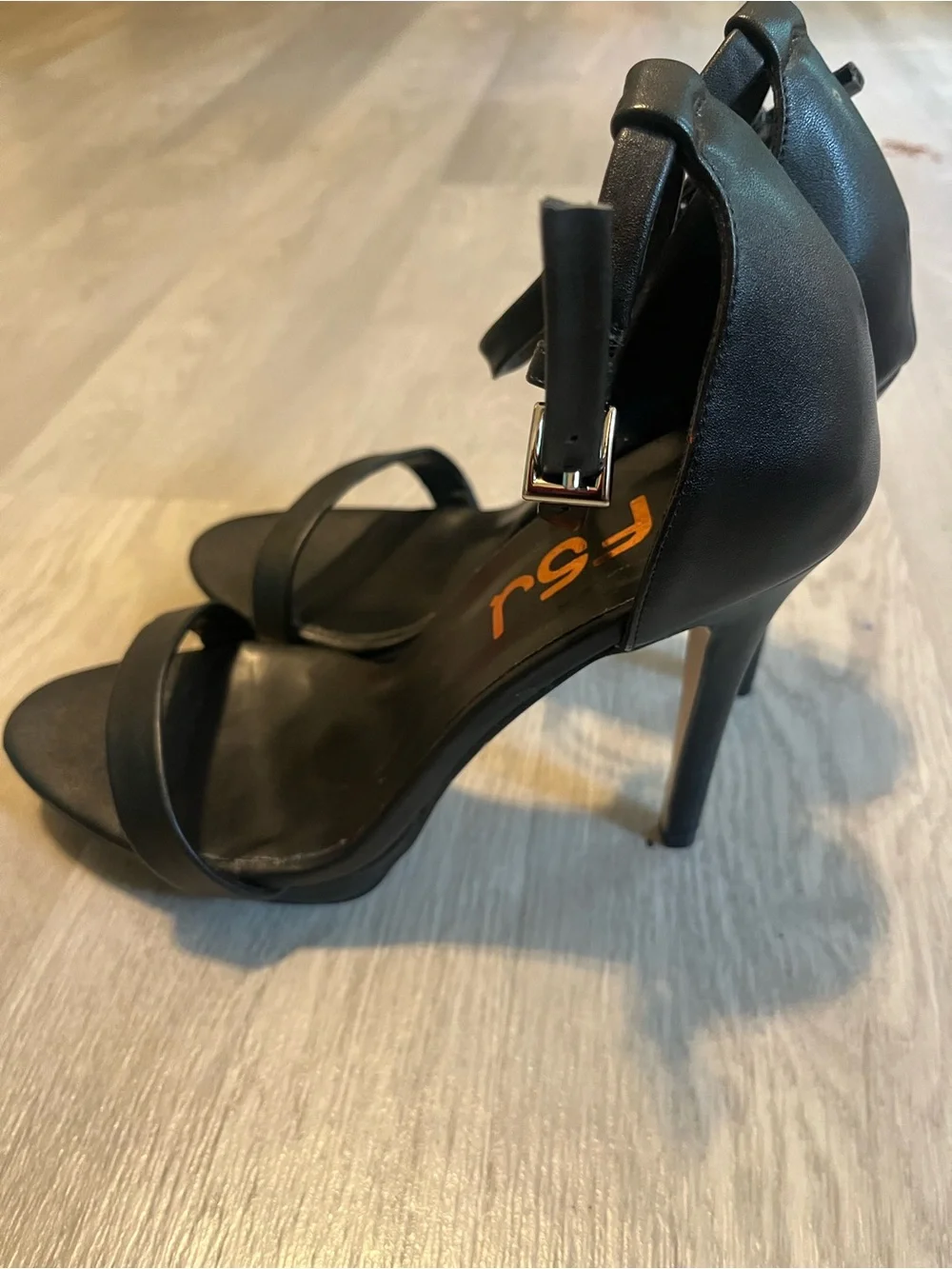 FSJ Black Strappy High Heel‎ Sandals